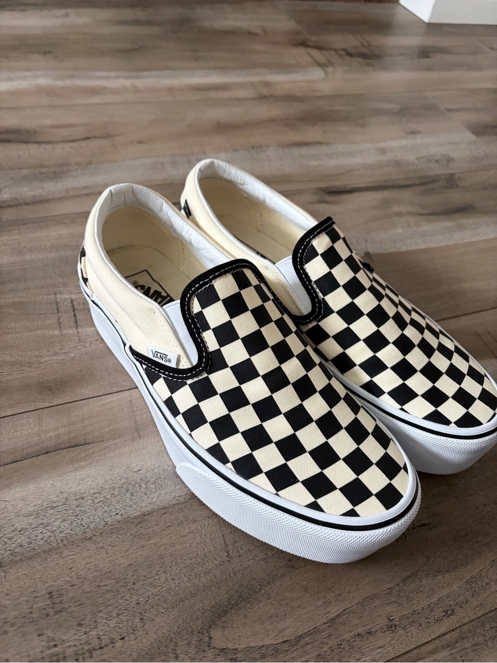 Vans Slip-On Checkerboard in Black and Cream platform